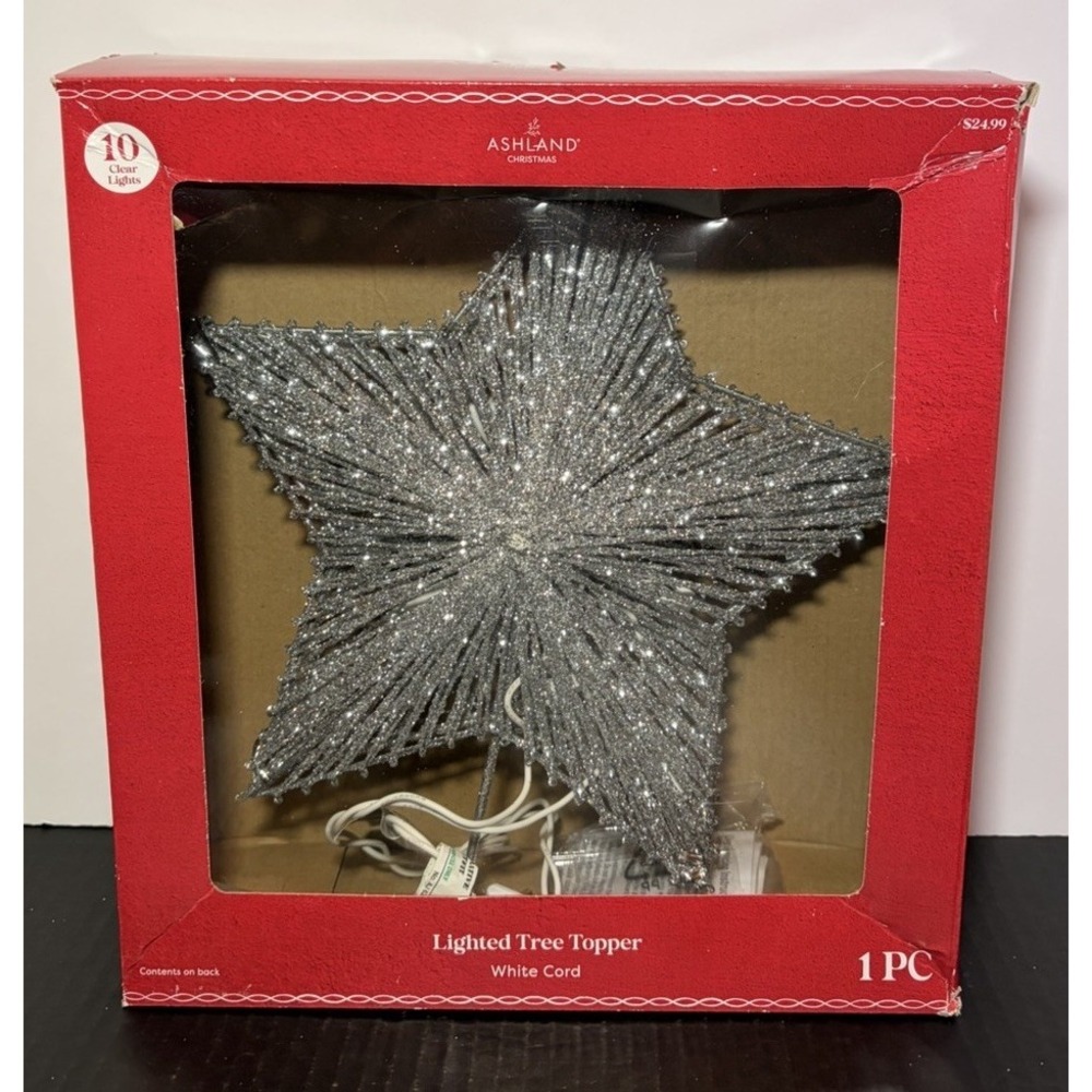 Ashland Christmas Tree Topper Lighted Star- Silver Christmas Tree Topper WORKS